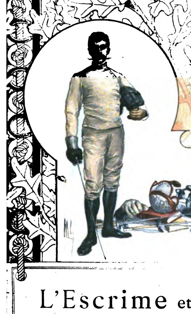 Иллюстрированный титул «L'escrime et le duel» Прево и Жоливе, 1891