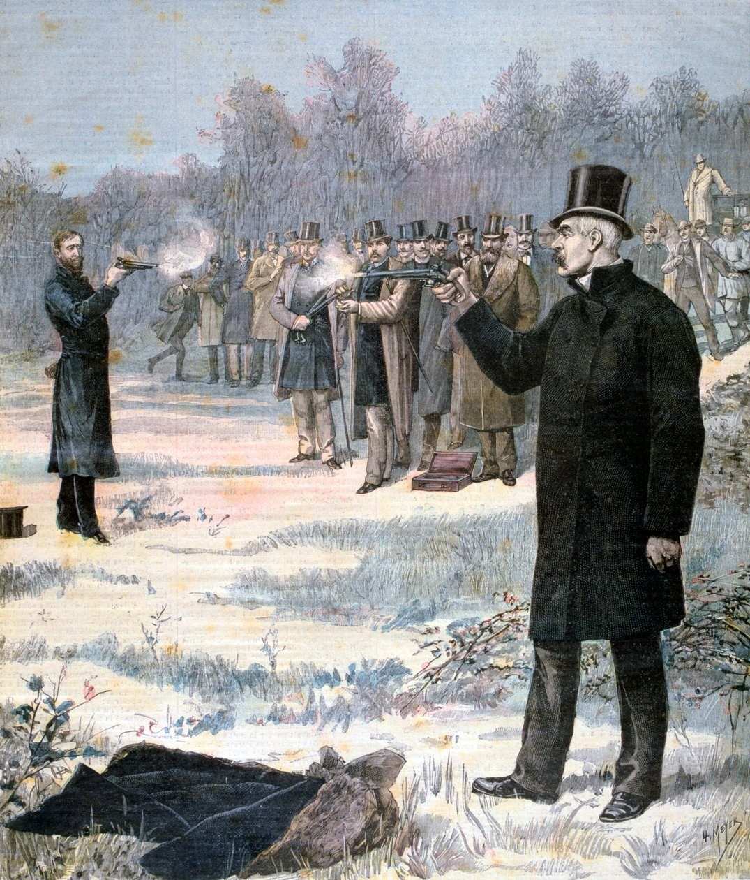 Пистолетная дуэль Деруледа и Клемансо, обложка «Le Petit Journal», 1893