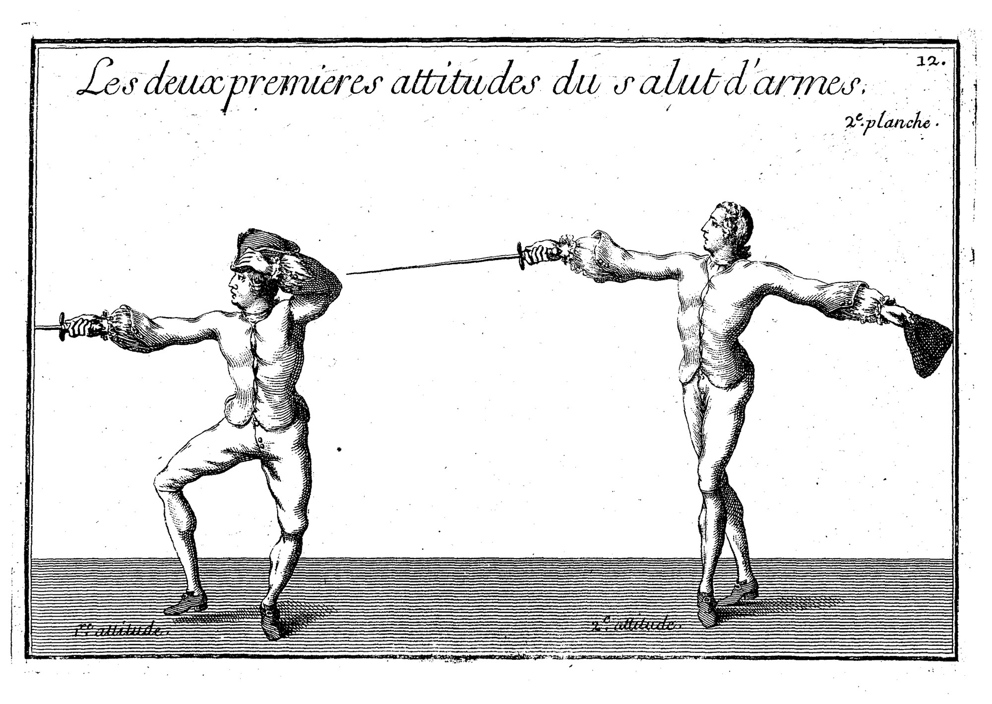 Первые две позиции салюта оружием, Жирар, 1740
